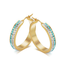 Large round hinged hoop earrings,crystal gold earrings in round shape